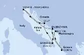 Venice-Marghera,Dubrovnik,Corfu,Kotor,Brindisi,Split,Venice-Marghera