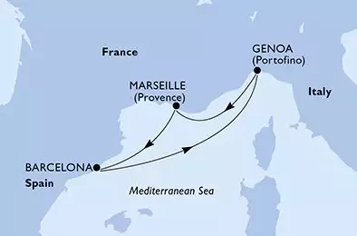 MSC MAGNIFICA - trasa 4 nocy podróż z: Génova (Portofino) Italia w dniu 17/10/2026 - Genoa,Marseille,Barcelona,Genoa