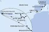 Marseille,Barcelona,Gibraltar,St John s,Philipsburg,Basseterre,La Romana,Catalina Island,Bridgetown,Fort de France