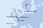 Southampton,Le Havre,Zeebrugge,Copenhagen,Oslo