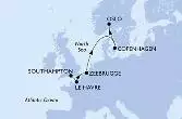 Southampton,Le Havre,Zeebrugge,Copenhagen,Oslo
