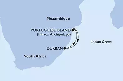 MSC ARMONIA - trasa 3 nocy podróż z: Durban South Africa w dniu 11/12/2026 - South Africa,Mozambique