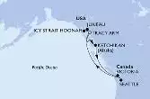 Seattle,Juneau,Icy Strait Hoonah,Tracy Arm,Ketchikan,Victoria,Seattle