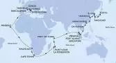 Tokyo,Nagasaki,Busan,Shanghai,Hong Kong,Da Nang,Singapore,Port Klang,Penang,Port Victoria,Port Louis,Port Louis,La Possession,Cape Town,Cape Town,Walvis Bay,Mindelo,Civitavecchia,Livorno,Genoa,Marseille,Barcelona