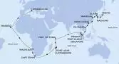 Tokyo,Nagasaki,Busan,Shanghai,Hong Kong,Da Nang,Singapore,Port Klang,Penang,Port Victoria,Port Louis,Port Louis,La Possession,Cape Town,Cape Town,Walvis Bay,Mindelo,Civitavecchia