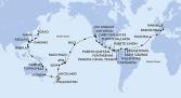 Marseille,Barcelona,Funchal,Bridgetown,Saint George,Willemstad,Cartagena,Puerto Limon,CTB-Panama Canal,BLB-Panam Canal,Puntarenas,Puerto Quetzal,Puerto Vallarta,Cabo San Lucas,San Diego,Los Angeles,Los Angeles,Hilo,Pago Pago,Apia,Suva,Auckland,Auckland,Wellington,Sydney,Sydney,Townsville,Cairns,Manila,Manila,Keelung,Ishigaki,Naha,Tokyo,Tokyo