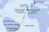 Barcelona,Funchal,Las Palmas de G.Canaria,Santa Cruz de Tenerife,Salvador,Rio de Janeiro,Santos