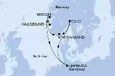 Hamburg,Oslo,Kristiansand,Haugesund,Bergen,Hamburg