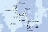 Warnemunde,Haugesund,Bergen,Lyngdal,Oslo,Copenhagen,Warnemunde