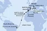 Venice-Marghera,Civitavecchia,Barcelona,Malaga,Tangier,Santa Cruz de Tenerife,Salvador
