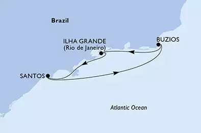 MSC MUSICA - trasa 4 nocy podróż z: Santos Brazil w dniu 26/11/2026 - Santos,Buzios,Ilha Grande,Santos