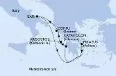 Piraeus,Katakolon,Cefalonia,Corfu,Bari,Piraeus
