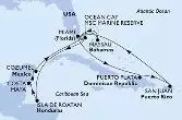 Miami,Ocean Cay,Isla de Roatan,Costa Maya,Cozumel,Nassau,Miami,Puerto Plata,San Juan,Ocean Cay,Miami