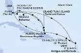 Miami,Ocean Cay,Grand Turk Island,Puerto Plata,Nassau,Miami,St John s,Charlotte Amalie,Puerto Plata,Miami