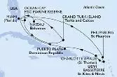 Miami,Philipsburg,Basseterre,Charlotte Amalie,Puerto Plata,Miami,Ocean Cay,Grand Turk Island,Nassau,Miami