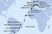 Civitavecchia,Genoa,Marseille,Barcelona,Gibraltar,Casablanca,Mindelo,Salvador,Rio de Janeiro,Rio de Janeiro,Buenos Aires,Buenos Aires
