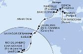 Naples,Civitavecchia,Genoa,Marseille,Barcelona,Las Palmas de G.Canaria,Salvador,Ilheus,Ilha Grande,Rio de Janeiro,Santos