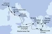 Piraeus,Kusadasi,Heraklion,Katakolon,Naples,Genoa,Civitavecchia