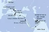 Dubai,Dubai,Abu Dhabi,Sir Bani Yas,Muscat,Safaga,Suez Canal South,Suez Canal North,Valletta,Naples,Civitavecchia
