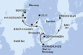 Stockholm,Copenhagen,Warnemunde,Haugesund,Bergen,Kristiansand,Oslo
