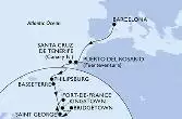 Barcelona,Puerto del Rosario,Santa Cruz de Tenerife,Philipsburg,Basseterre,Kingstown,Bridgetown,Saint George,Fort de France