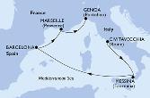 Civitavecchia,Messina,Barcelona,Marseille,Genoa