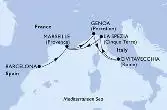 Barcelona,Marseille,Genoa,Civitavecchia,La Spezia,Marseille