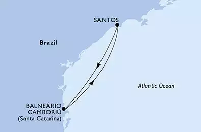 MSC SEAVIEW - trasa 3 nocy podróż z: Santos Brazil w dniu 02/12/2026 - Santos,Balneario Camboriu,Santos