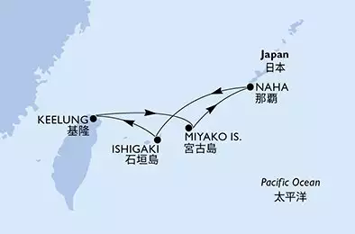 MSC BELLISSIMA - trasa 5 nocy podróż z: Naha (Okinawa) Japan w dniu 27/11/2026 - Japan,Taiwan (China)
