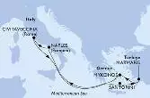 Marmaris,Mykonos,Naples,Civitavecchia,Santorini,Marmaris