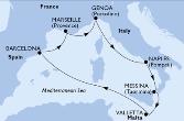 Messina,Valletta,Barcelona,Marseille,Genoa,Naples,Messina