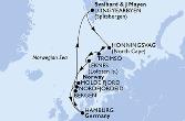 Hamburg,Bergen,Molde Fjord,Longyearbyen,Honningsvag,Tromso,Leknes,Nordfjordeid,Hamburg
