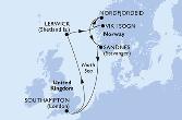 Southampton,Lerwick,Vik i Sogn,Nordfjordeid,Sandnes,Southampton