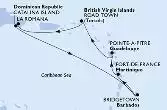 La Romana,Catalina Island,Bridgetown,Fort de France,Pointe-a-Pitre,Road Town,La Romana