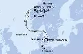Kiel,Copenhagen,Hellesylt,Geiranger,Molde Fjord,Flaam,Kiel