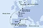 Copenhagen,Amsterdam,Le Havre,Malaga,Alicante,Barcelona
