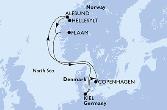 Copenhagen,Hellesylt,Alesund,Flaam,Kiel,Copenhagen