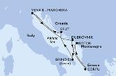 Brindisi,Split,Venice-Marghera,Dubrovnik,Corfu,Kotor,Brindisi