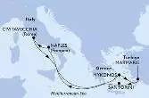 Marmaris,Santorini,Naples,Civitavecchia,Mykonos,Marmaris
