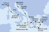 Trieste,Split,Piraeus,Kusadasi,Heraklion,Katakolon,Naples,Genoa