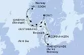 Copenhagen,Warnemunde,Vik i Sogn,Sandnes,Kristiansand,Oslo,Copenhagen