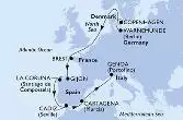 Copenhagen,Warnemunde,Brest,Gijon,La Coruna,Cadiz,Cartagena,Genoa