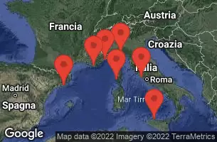 BARCELONA, SPAIN, NICE (VILLEFRANCHE), FRANCE, PROVENCE (TOULON), FRANCE, AJACCIO, CORSICA, PORTOFINO, ITALY, Civitavecchia, Italy, SICILY (PALERMO),ITALY, CRUISING